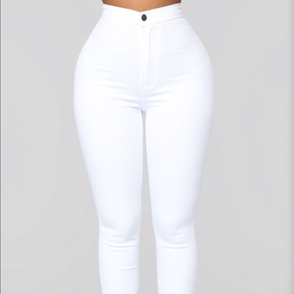 Super High Waist Denim Skinnies - White